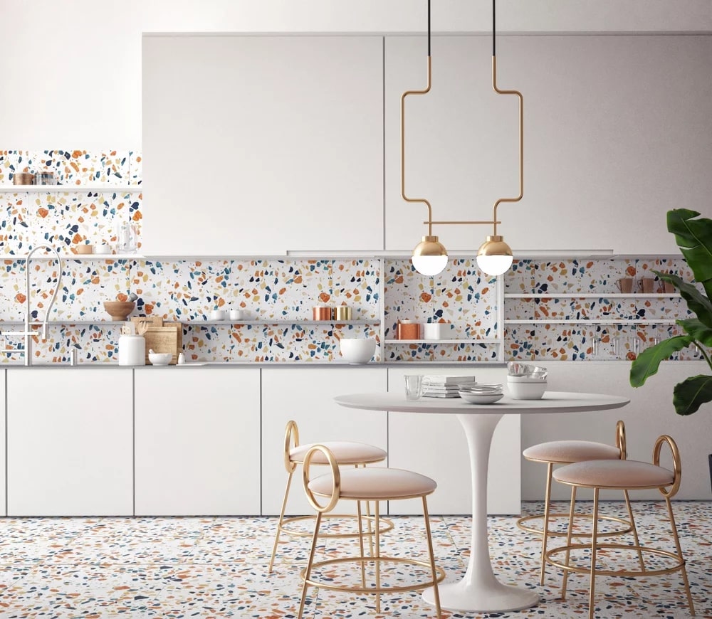 Nội thất hoa văn Terrazzo sinh động, đầy màu sắc 