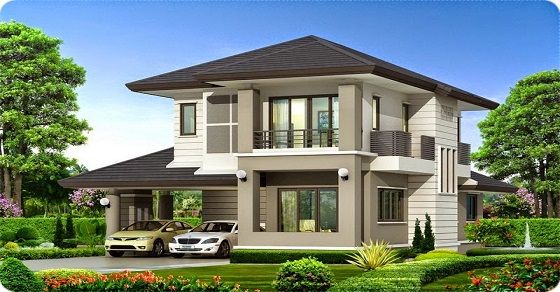 Biệt thự vuông 2 tầng đẹp