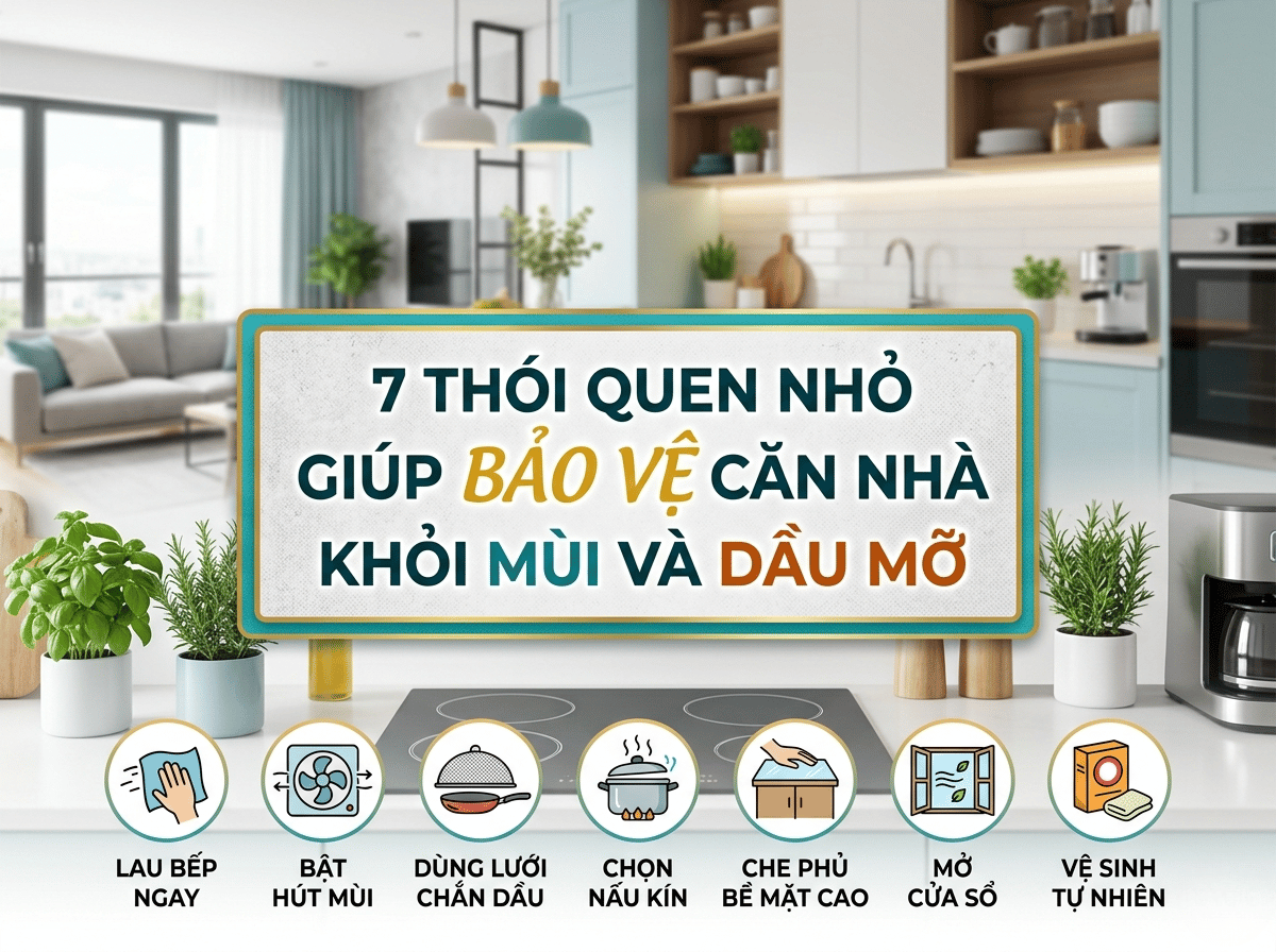 7 THÓI QUEN BẢO VỆ CĂN NHÀ KHỎI MÙI VÀ DẦU MỠ